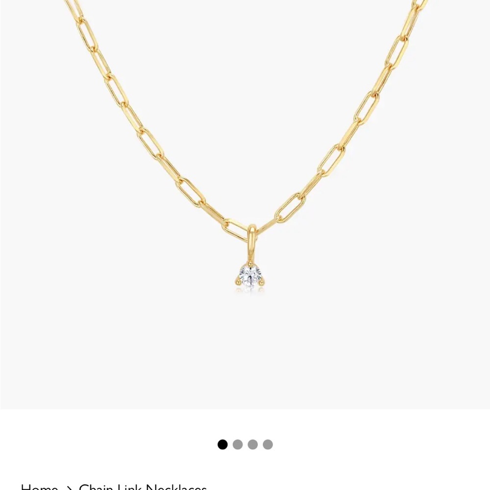 Oak and Luna petite paper clip 16”-18” 18k gold vermeil necklace with diamond